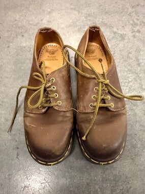 Dr. Martens Brown Leather 3-Eye Derby with Yellow Stitching